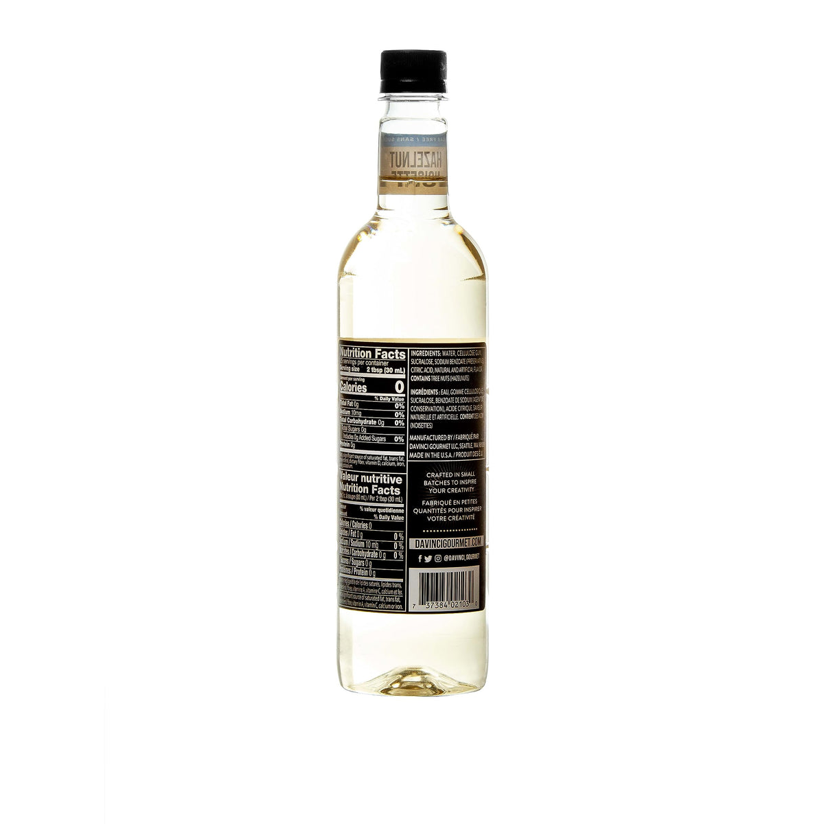 DaVinci Gourmet Sugar-Free Hazelnut Syrup pour illustrating easy drizzle over drinks