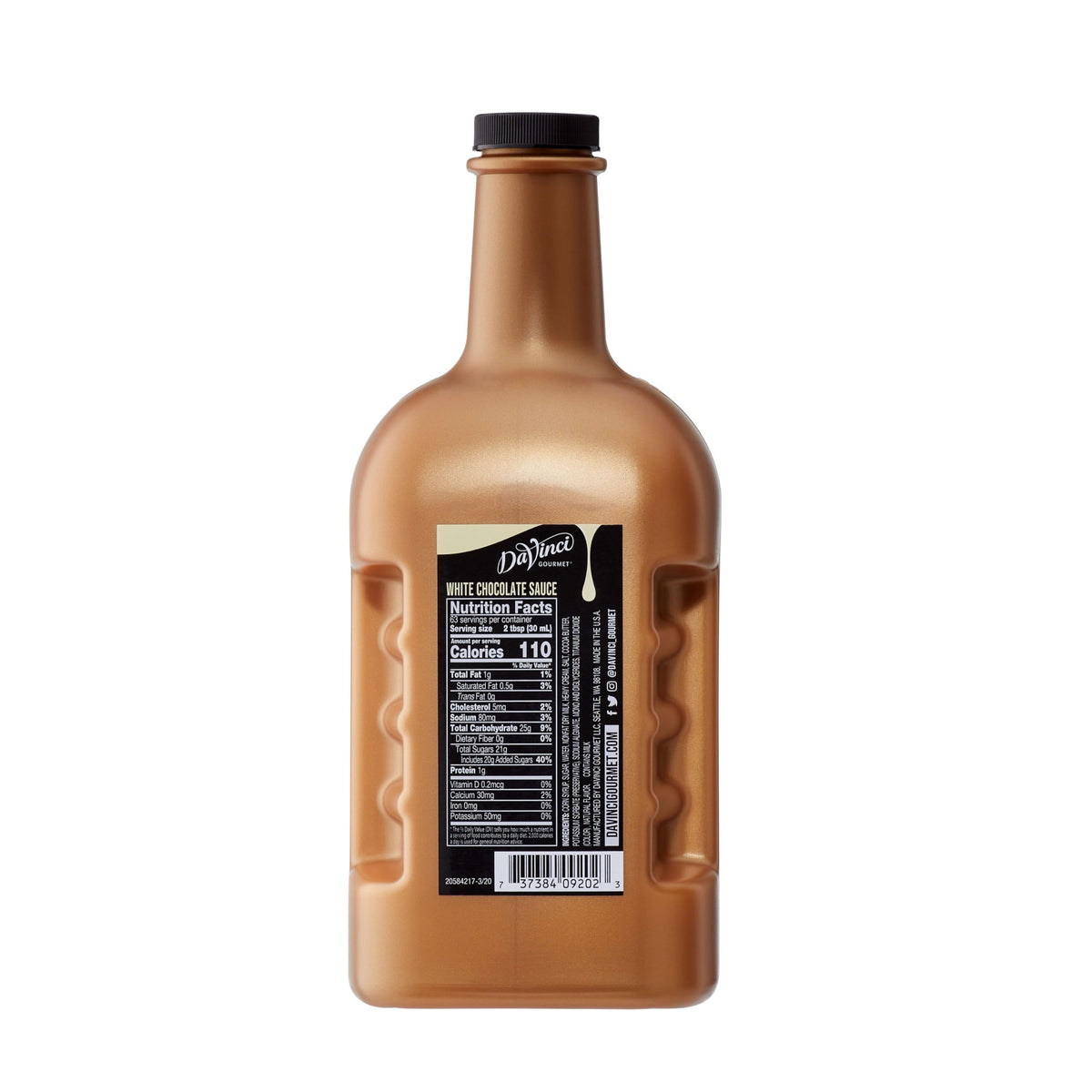 DaVinci Gourmet White Chocolate Sauce drizzle over whipped cream for dessert flair.