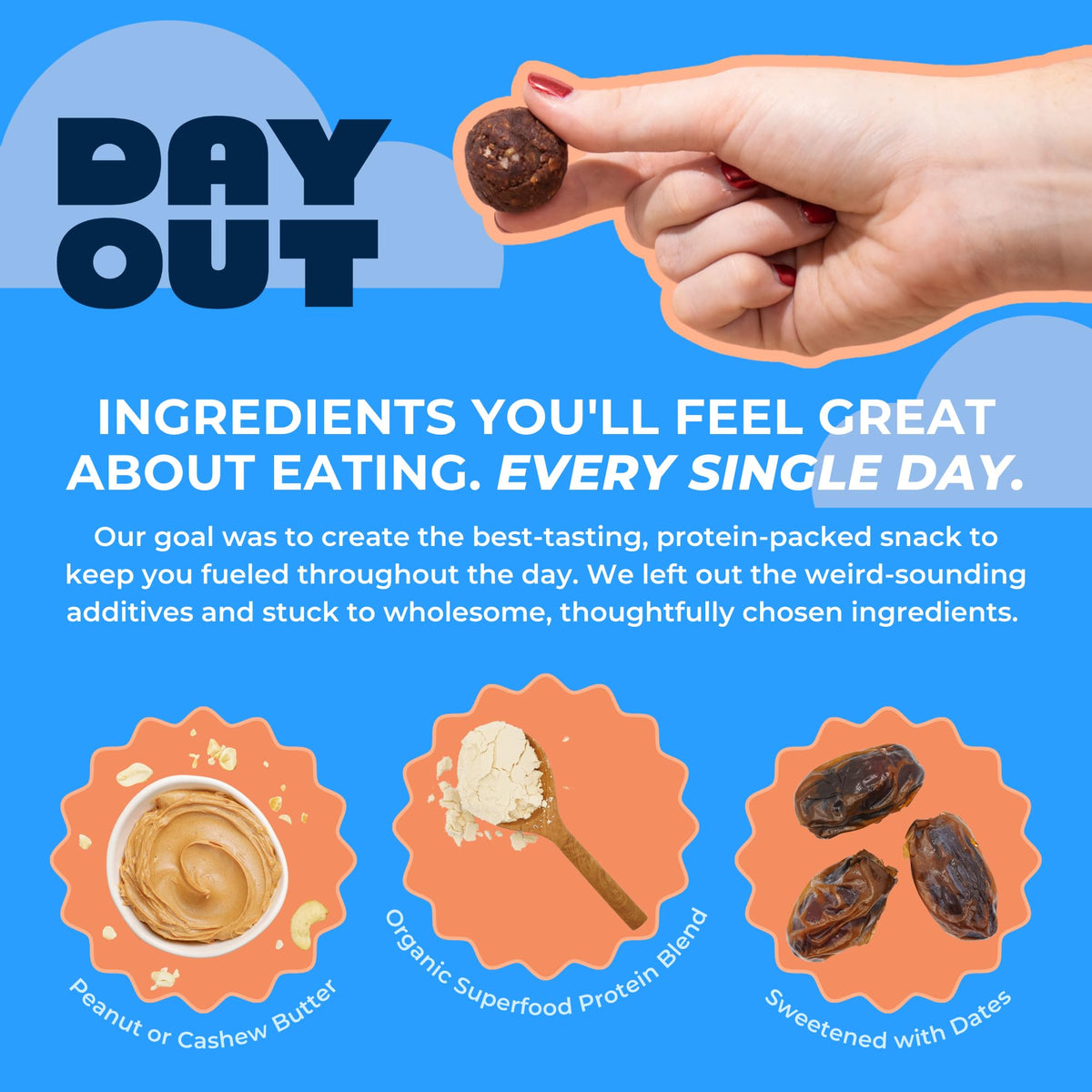 Day Out features organic superfoods blend on packaging.