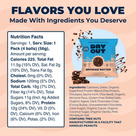 Close-up of Day Out protein snack balls showing texture and wholesome ingredients.
