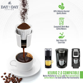 Day To Day Coffee brewed cup aroma highlights smooth Colombian flavor