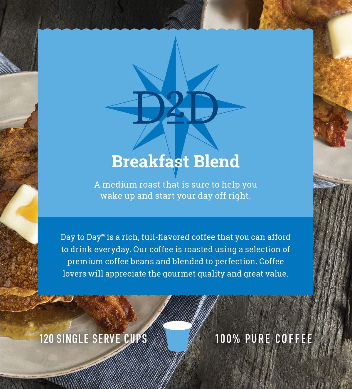 Kosher-certified Day To Day Coffee label signals quality and trust.