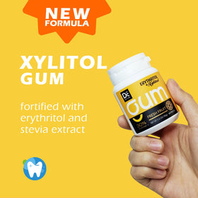 DC24 Daily Care Xylitol Gum bottle packaging highlights travel-friendly design