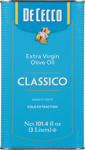 De Cecco Classico olive oil bottle pour showing smooth cooking finish