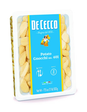 De Cecco Potato Gnocchi No. 401 packaging emphasizes authenticity and tradition.