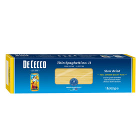 De Cecco Thin Spaghetti No. 11 16-oz pack ready for al dente meals.