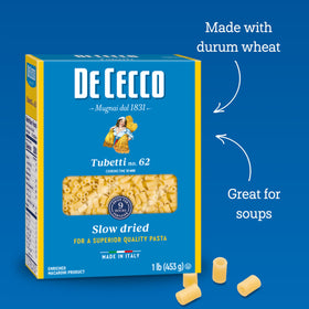 De Cecco Tubetti No. 62 in light tomato sauce demonstrates sauce-holding shape.