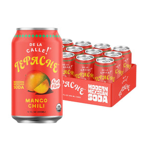 De La Calle Tepache Mango Chili bottle highlights organic pineapple flavor for refreshing gatherings.
