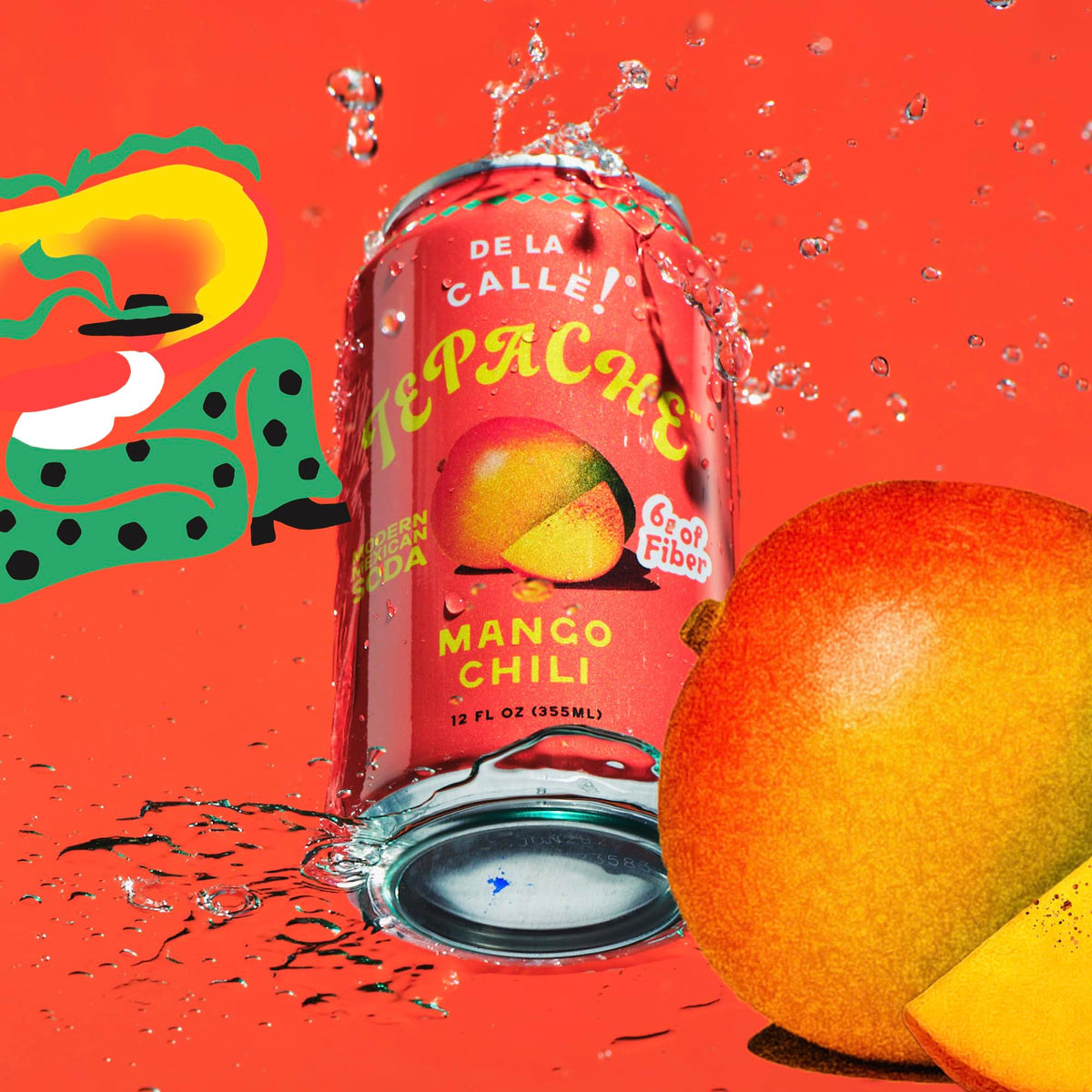 De La Calle Tepache Mango Chili glass captures sparkling, tropical notes ideal for mocktails.