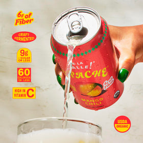 De La Calle Tepache Mango Chili label communicates handcrafted, craft fermentation quality.