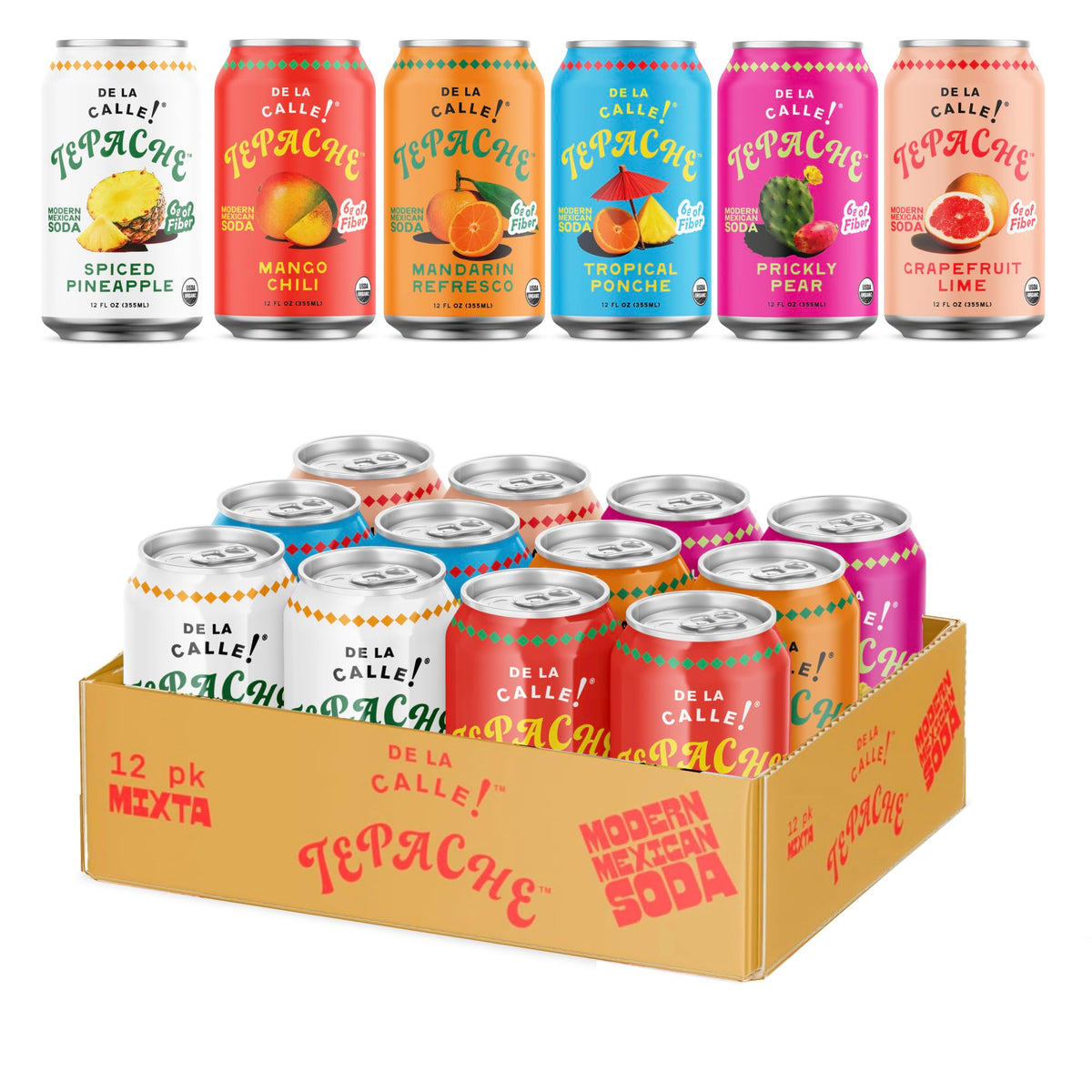 De La Calle Tepache Mixta Pack front view, organic non-alcoholic refreshment for any gathering.