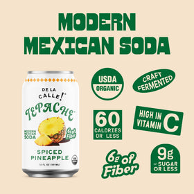 Close-up bubbles in De La Calle Tepache Pineapple Spice with ginger and spice hints.