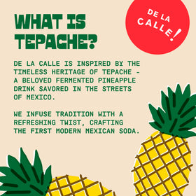 Chilled De La Calle Tepache Pineapple Spice ready for a low-calorie refreshment.