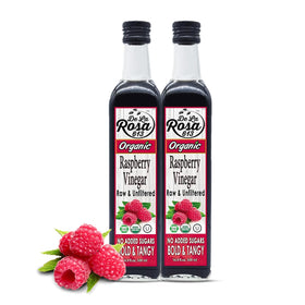 De La Rosa 613 raspberry vinegar bottle front view, premium organic quality.