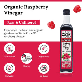 Pouring De La Rosa 613 raspberry vinegar to add tangy sweetness.