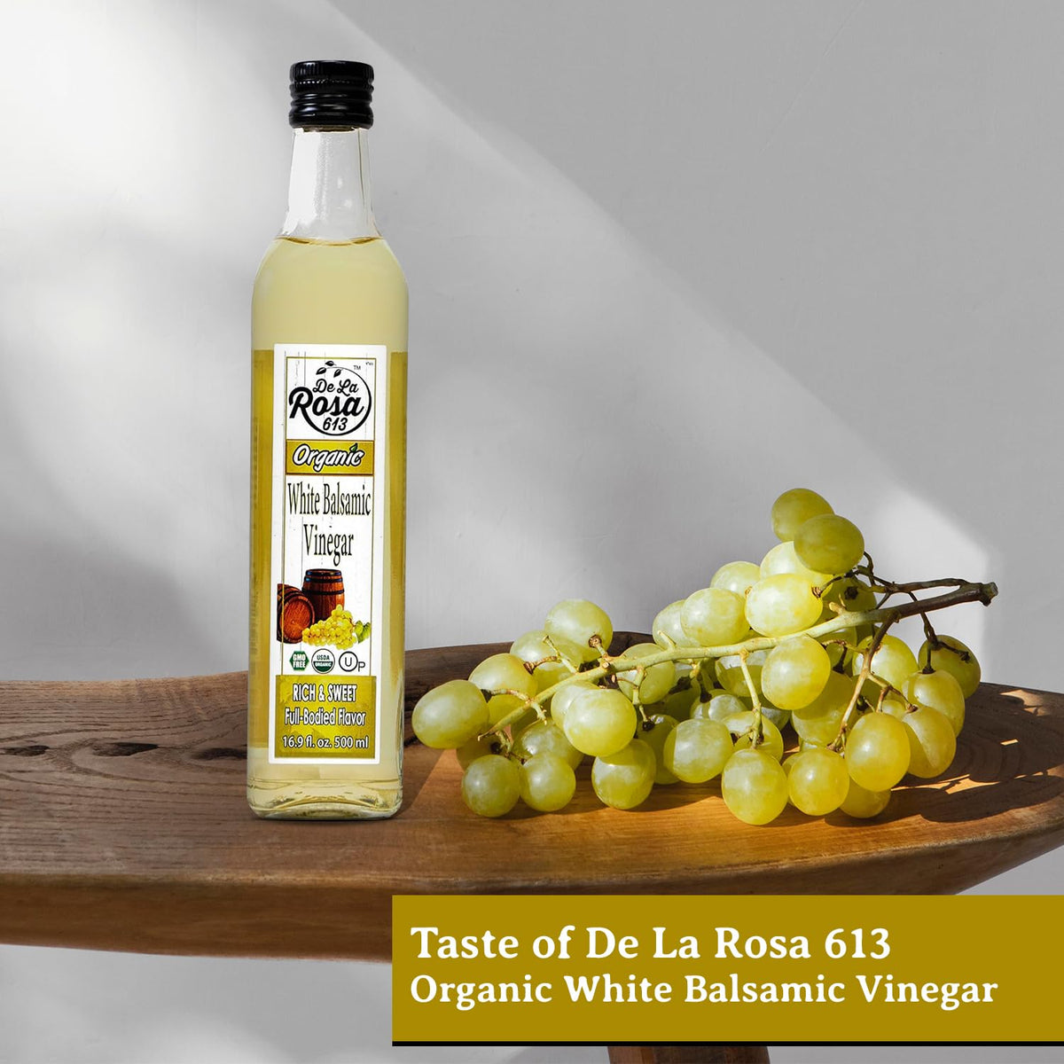 Kitchen setup with olive oil and herbs featuring De La Rosa 613