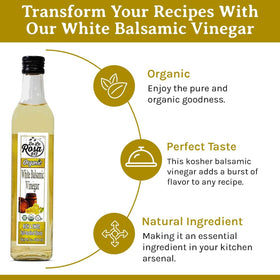 Drizzle De La Rosa 613 white balsamic over greens and pasta