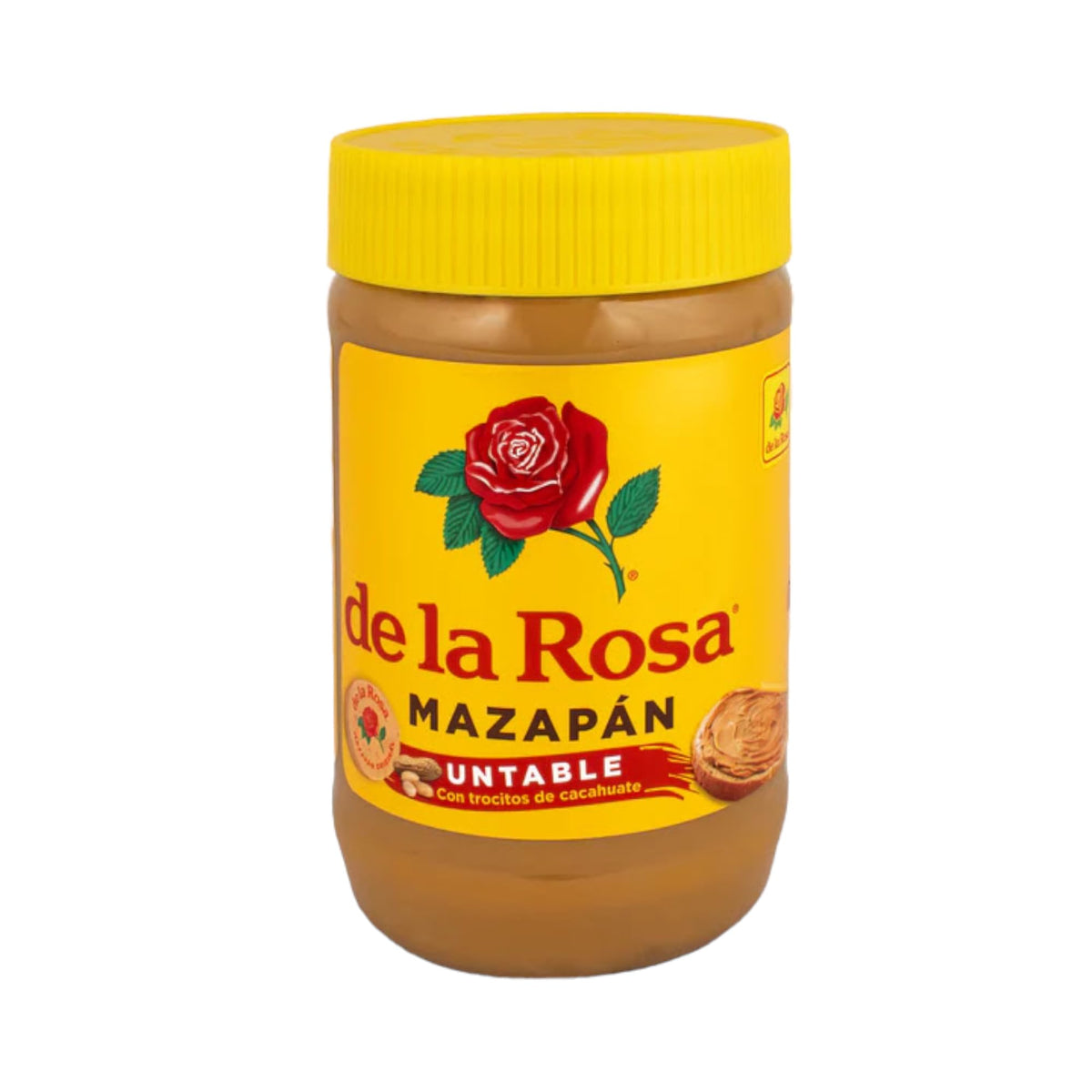 De la Rosa mazapan jar with peanut chunks, creamy texture