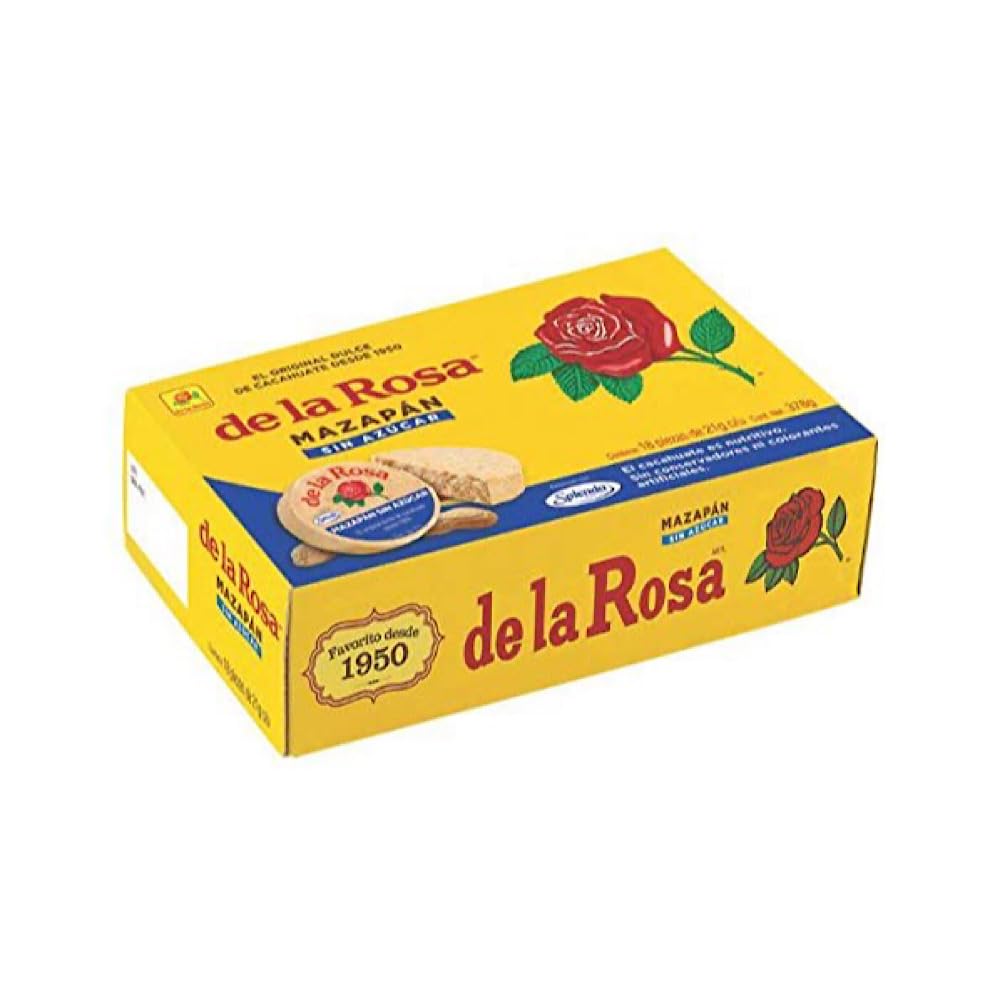 De la Rosa Mazapan Sugar Free packaging shows 18 pieces for sharing.
