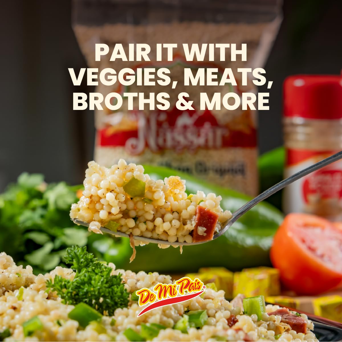 De Mi Pais Couscous Marmahon energy-boosting grain for quick meals.