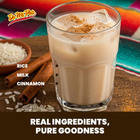 De Mi Pais Horchata rice milk pour captures smooth, ready-to-drink convenience for busy days.