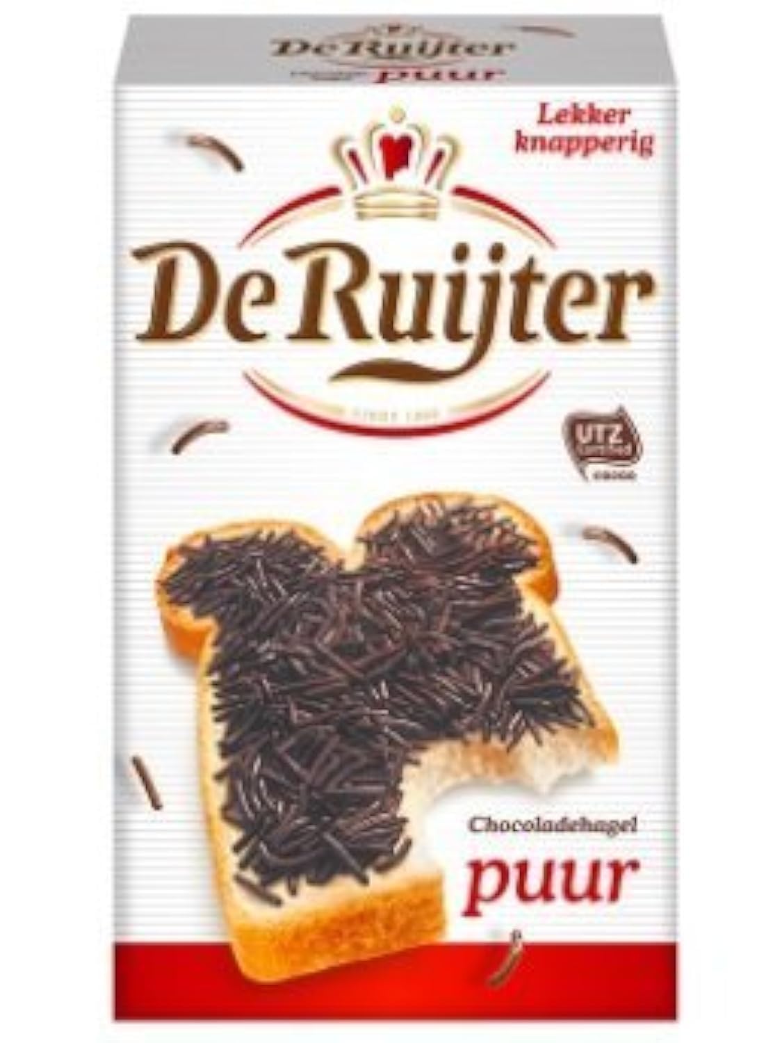 De Ruijter Hagelslag PUUR on buttered bread adds rich chocolate flavor
