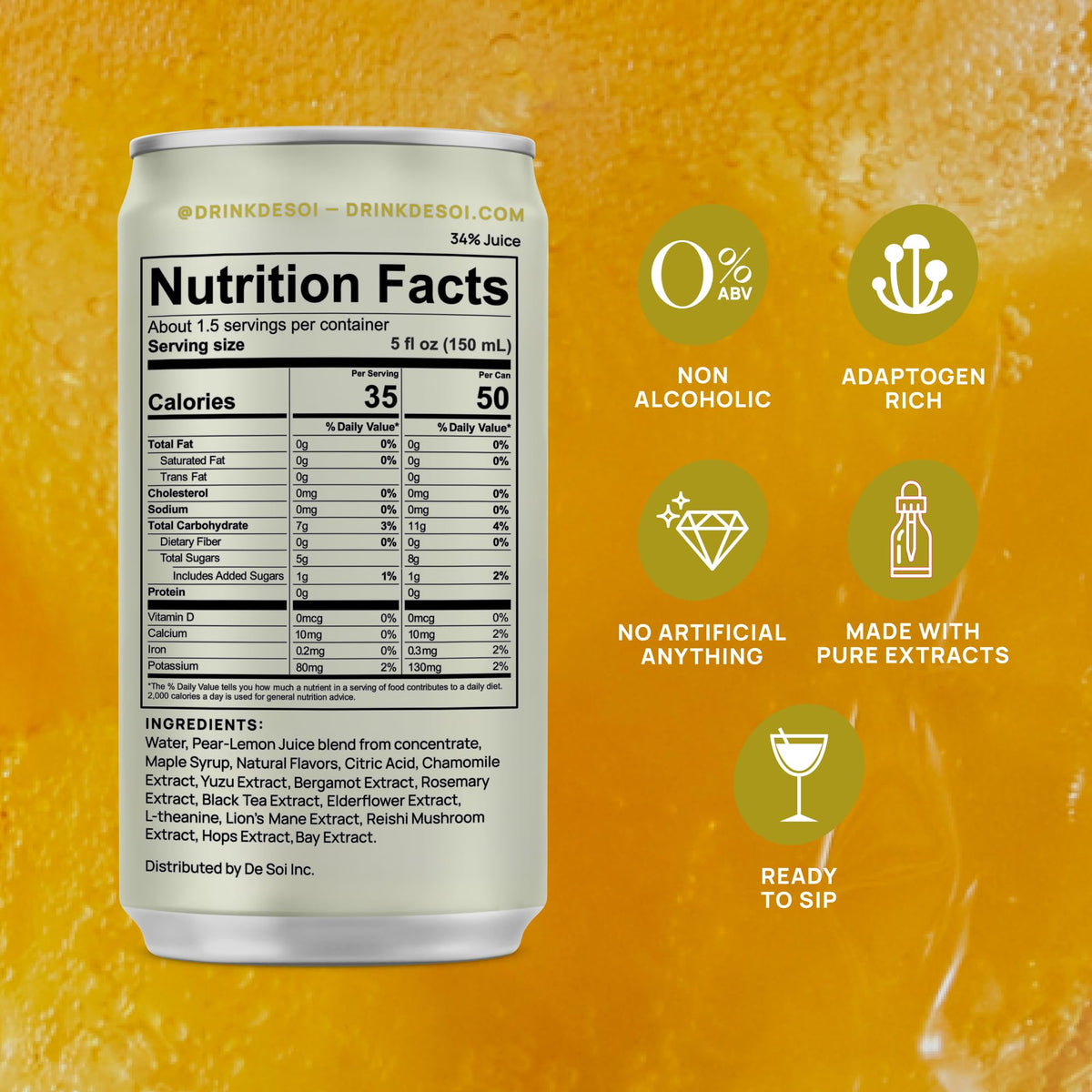De Soi Golden Hour glass iced, refreshing sipper for warm evenings.