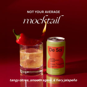 Haute Margarita glass over ice, bright citrus, mocktail appeal.