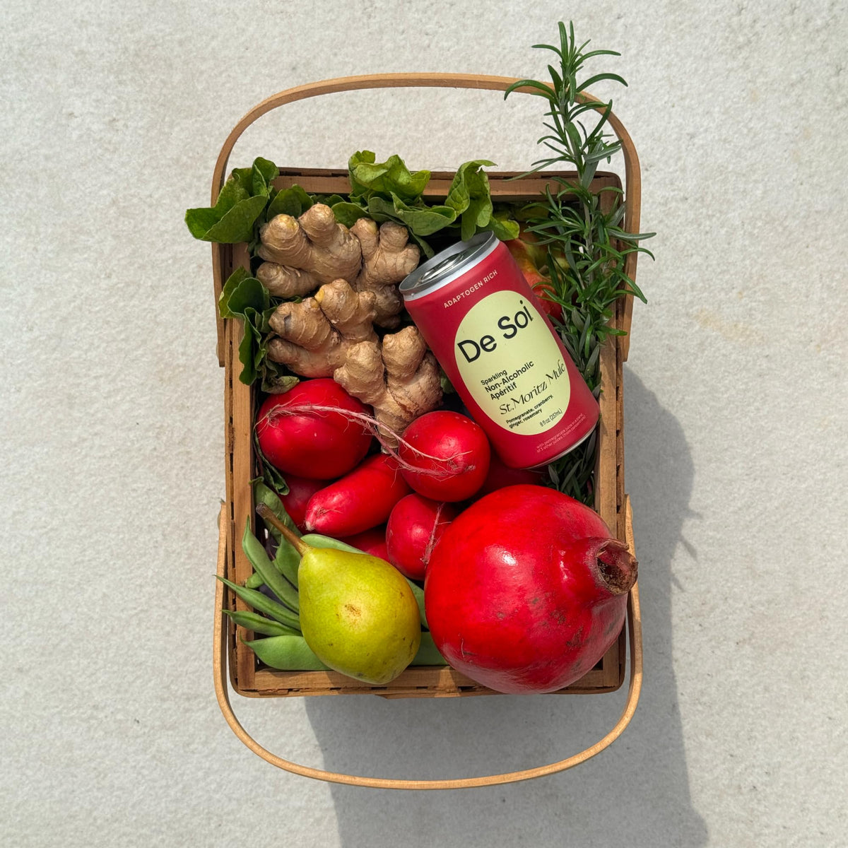 De Soi St. Moritz Mule ginger-pomegranate-cranberry flavor with rosemary hint