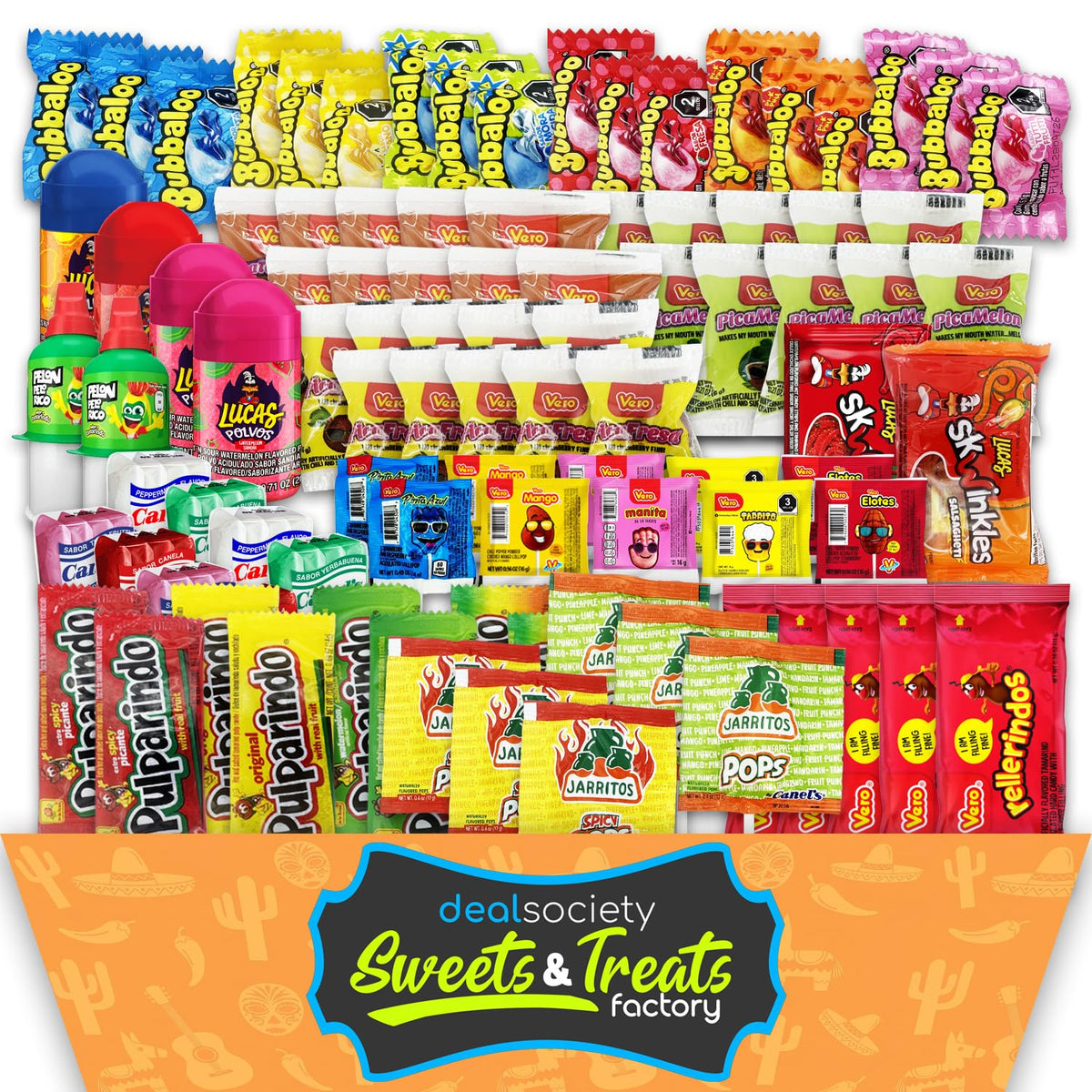 Deal Society Mexican Candy Bulk Pack box display showing variety for parties