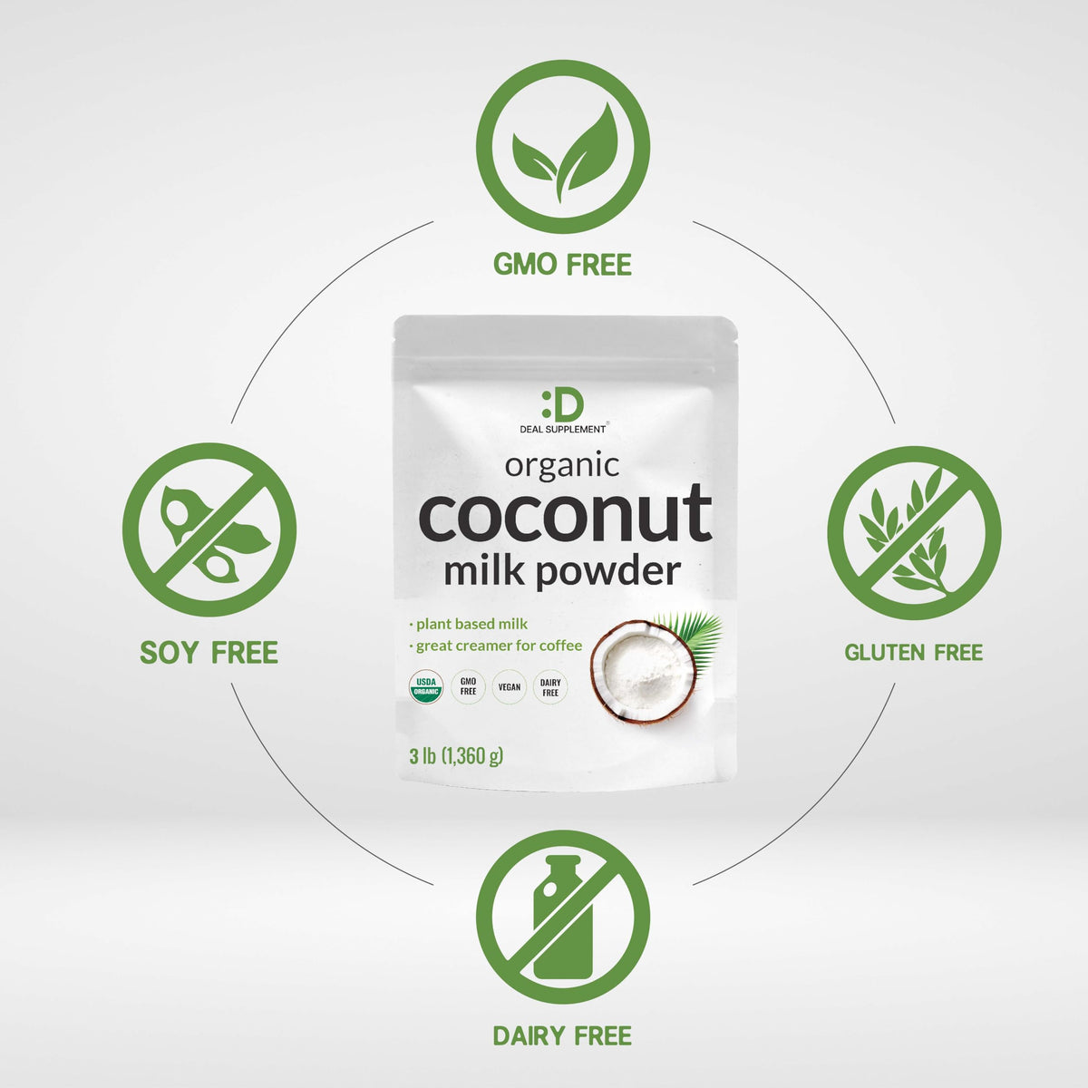 DEAL SUPPLEMENT powder dissolving in warm water to create dairy-free coconut milk