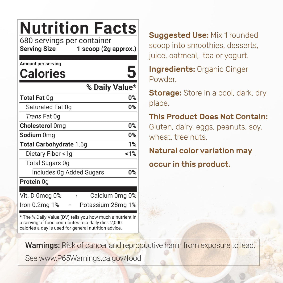 Fine-ground ginger powder by Deal Supplement for fast mixing into recipes