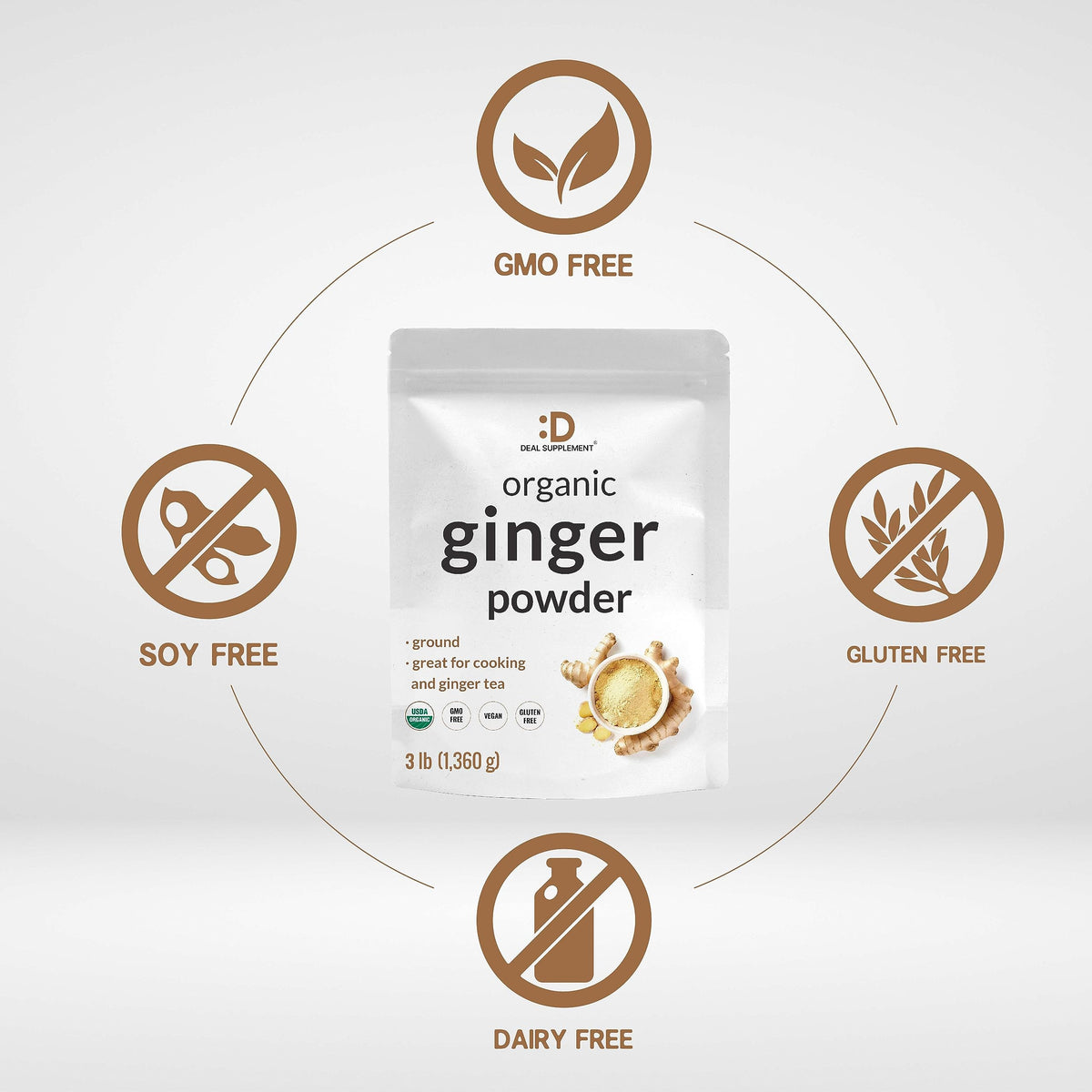Deal Supplement ginger powder ideal for tea infusions and hot beverages