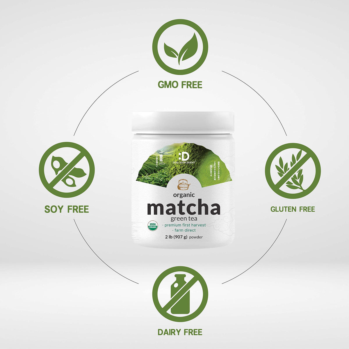 Deal Supplement Matcha Powder bowl with whisk illustrates traditional preparation and smooth texture.