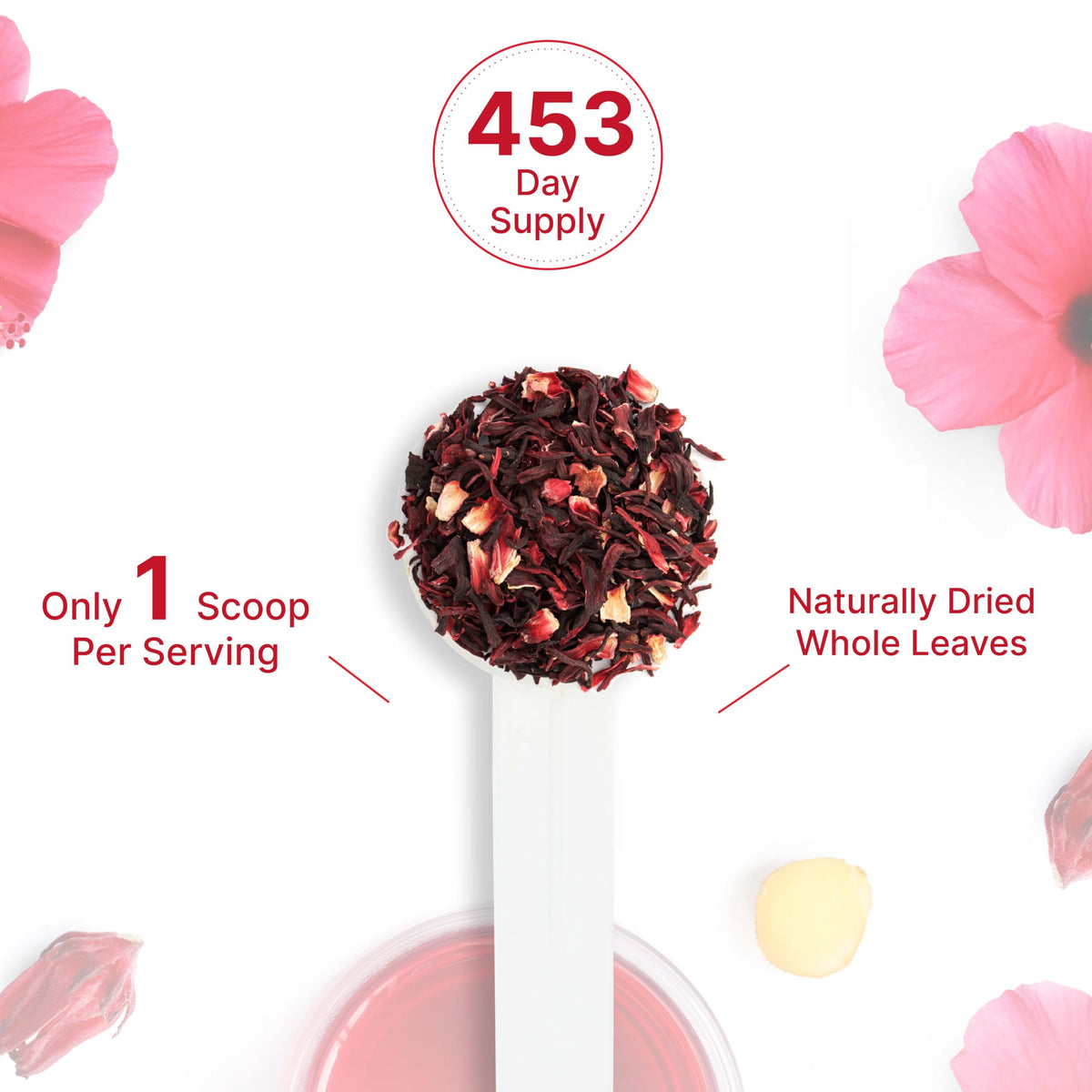 Non-GMO hibiscus flowers from DEAL SUPPLEMENT suitable for recipes and DIY cosmetics.