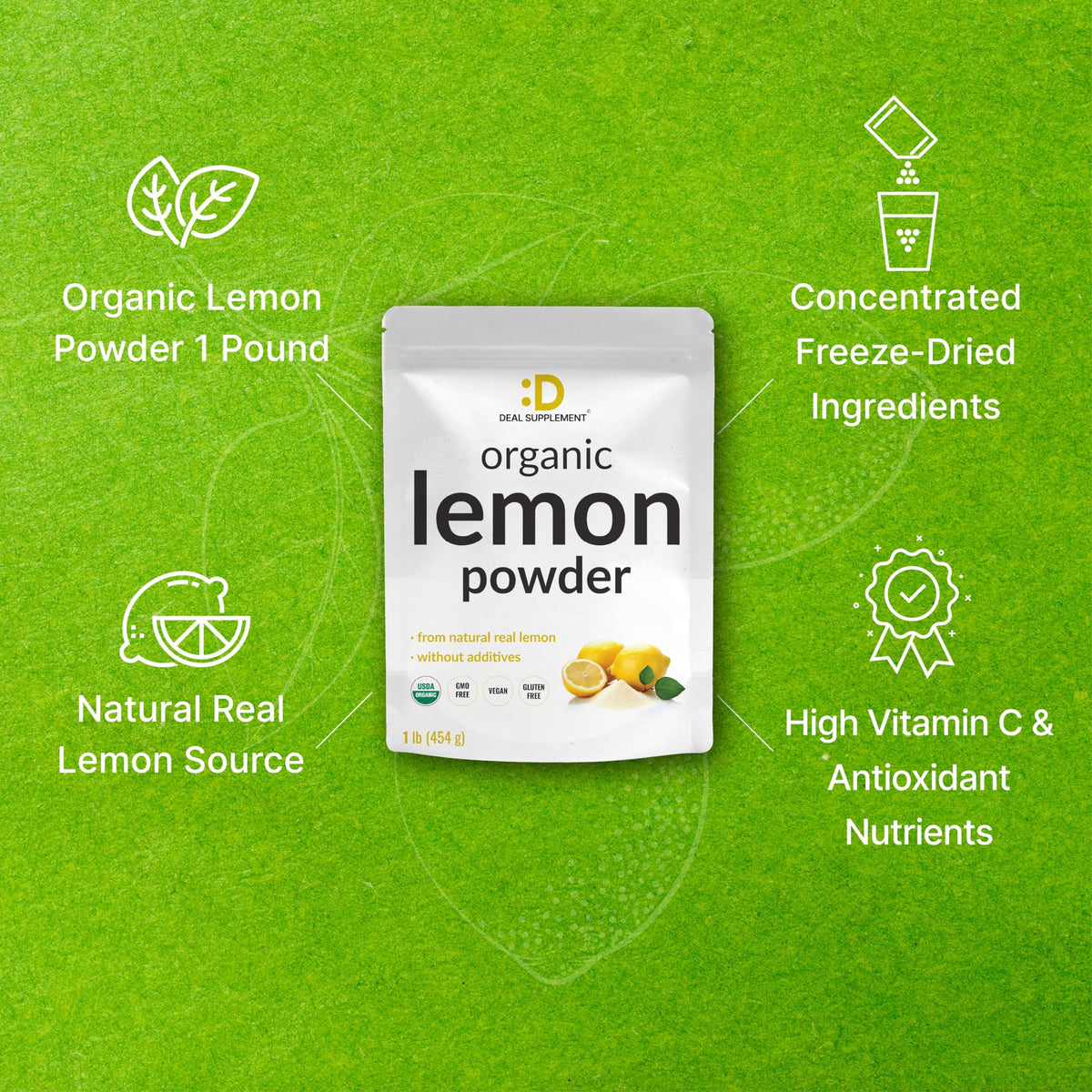 Deal Supplement Organic Lemon Powder smoothie delivers vibrant citrus flavor in beverages