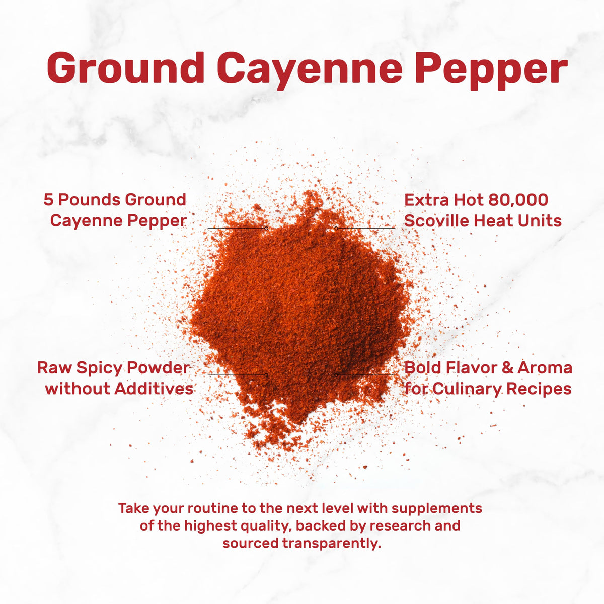 Deal Supplement cayenne powder bottle labeled non-GMO with no additives