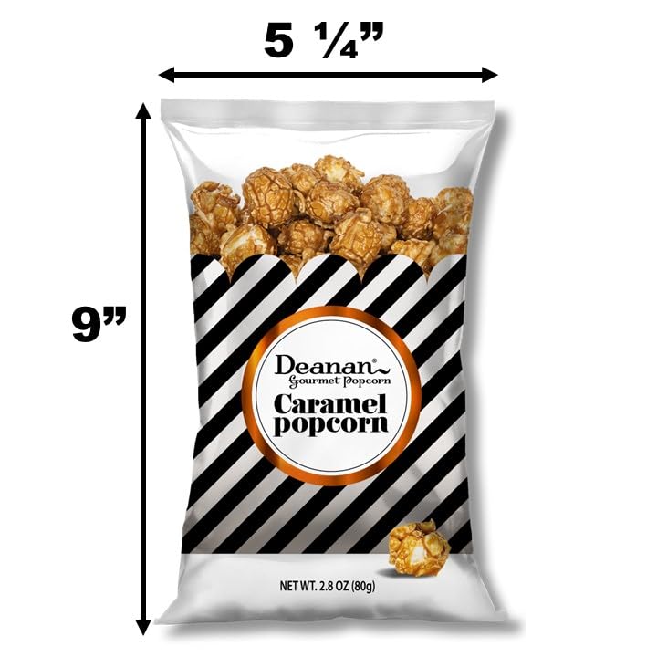 Deanan caramel popcorn bag, full-size, rich caramel flavor for movie nights.