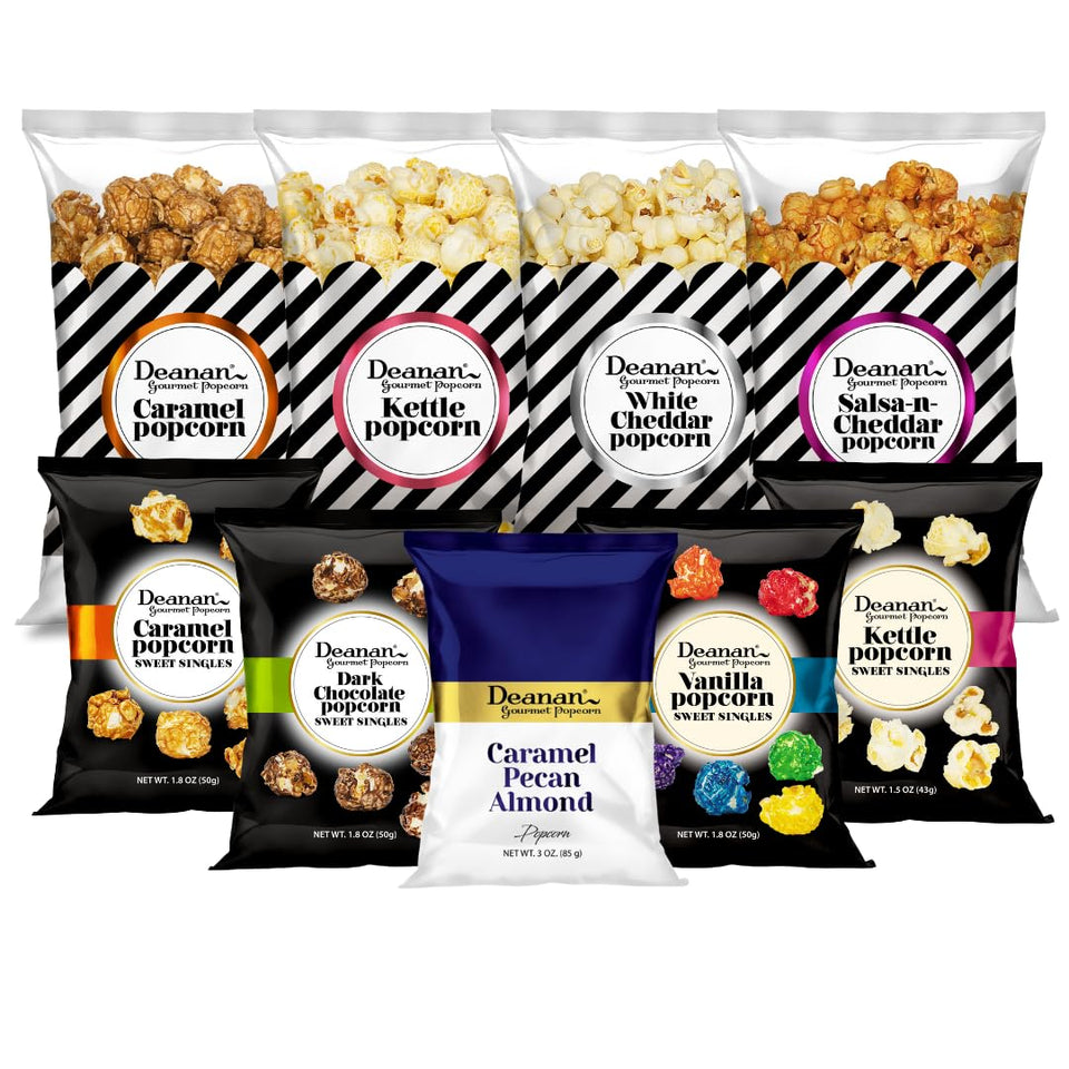Deanan Gourmet Popcorn Gift Box Sampler outer pack, ideal for gifting occasions.
