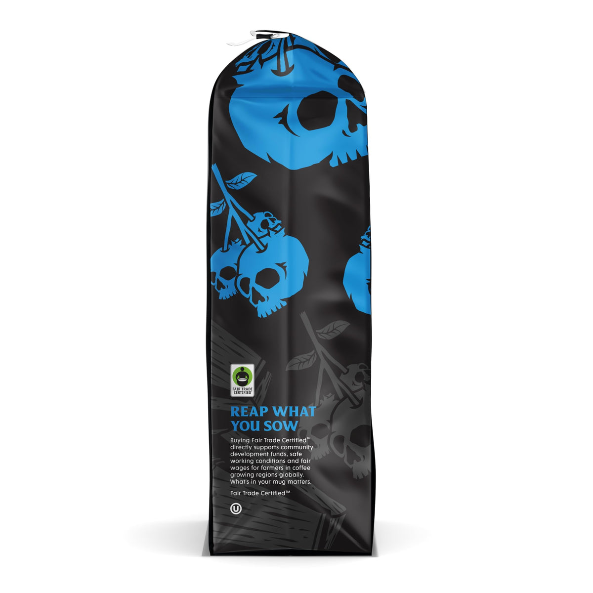 Death Wish Coffee blueberry ground coffee pour captures rich aroma and robust flavor.