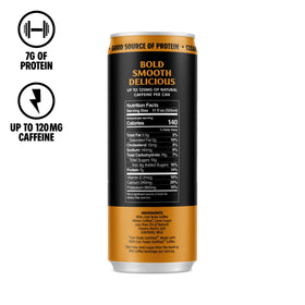 Death Wish Coffee caramel latte can, pour over ice for a balanced caramel finish