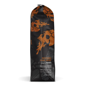 Death Wish Coffee Chocolate Hazelnut bag back with roast notes.
