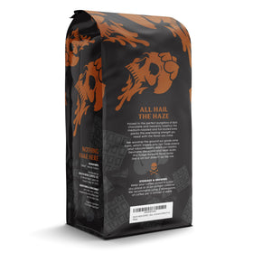 Death Wish Coffee Chocolate Hazelnut bag front shows premium, fair trade beans.