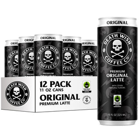 Death Wish Coffee Classic Cold Brew Latte bottle pour shows bold flavor and ready-to-drink caffeine