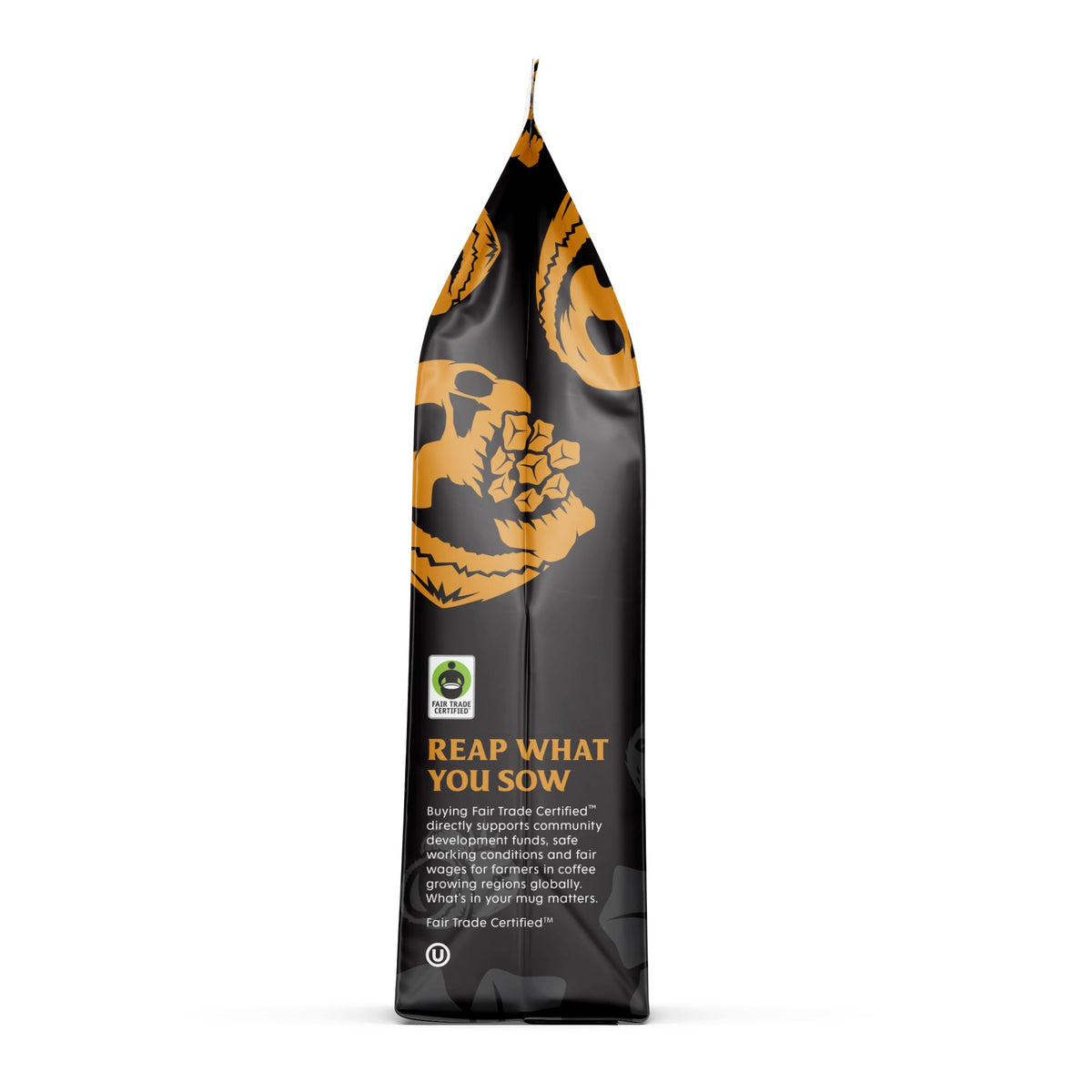 Death Wish Coffee coconut caramel ground coffee on kitchen counter ready for daily use