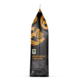 Death Wish Coffee coconut caramel ground coffee on kitchen counter ready for daily use