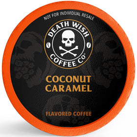 Close-up of aroma and flavor from Death Wish Coconut Caramel pods.