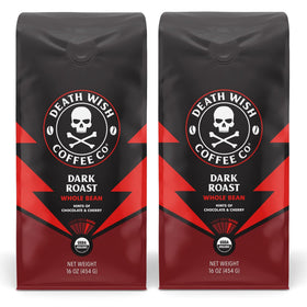 Death Wish Coffee dark roast two-pack box on display for bold mornings