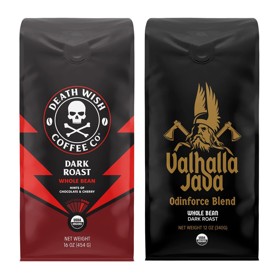Death Wish Coffee dark roast whole bean 16 oz bundle ready for bold mornings