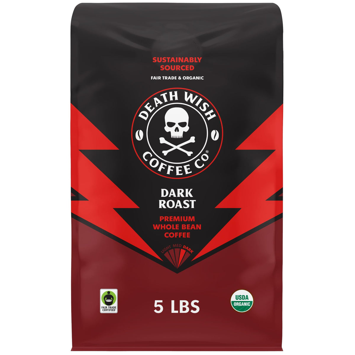 Death Wish Coffee dark roast whole bean 80 oz with bold aroma for energized mornings